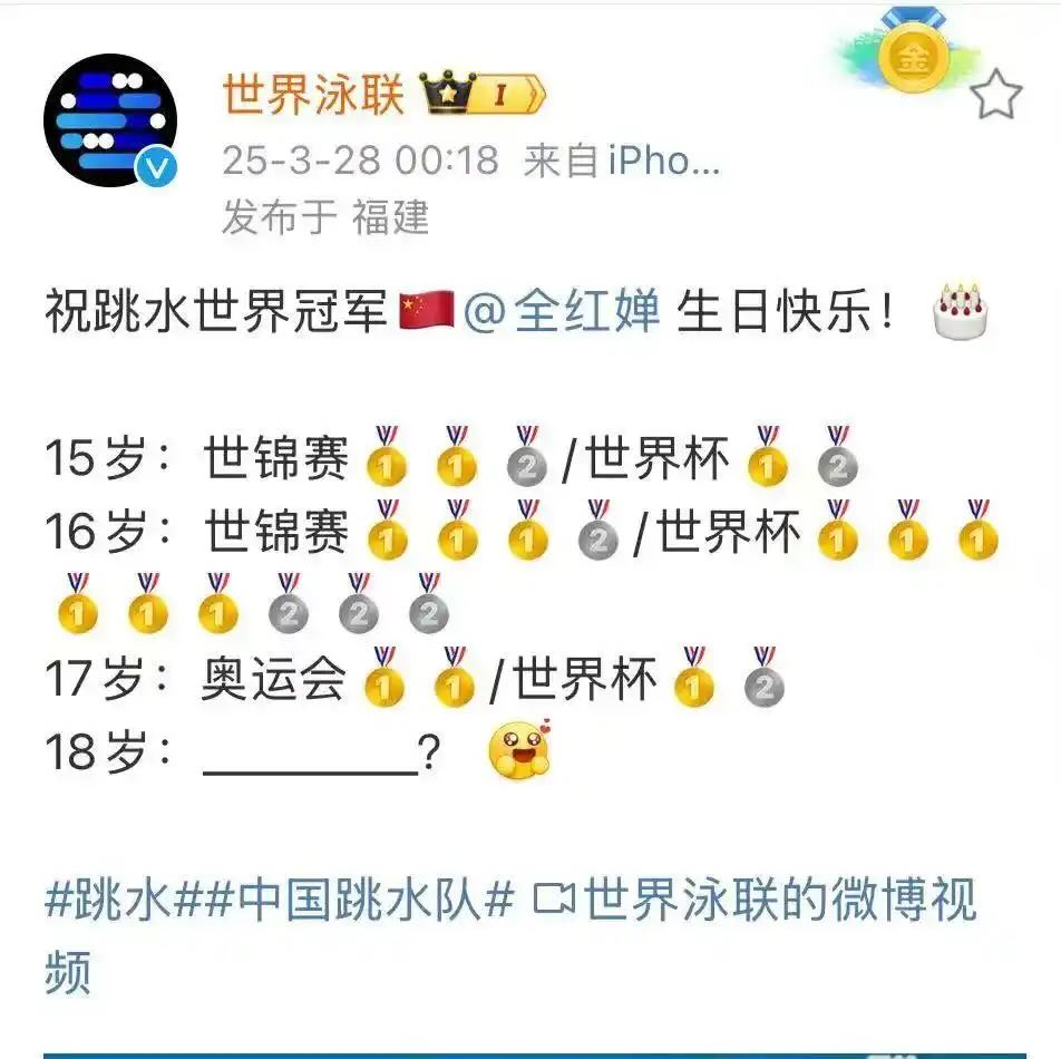 世界泳联凌晨卡点祝全红婵生日快乐.jpeg